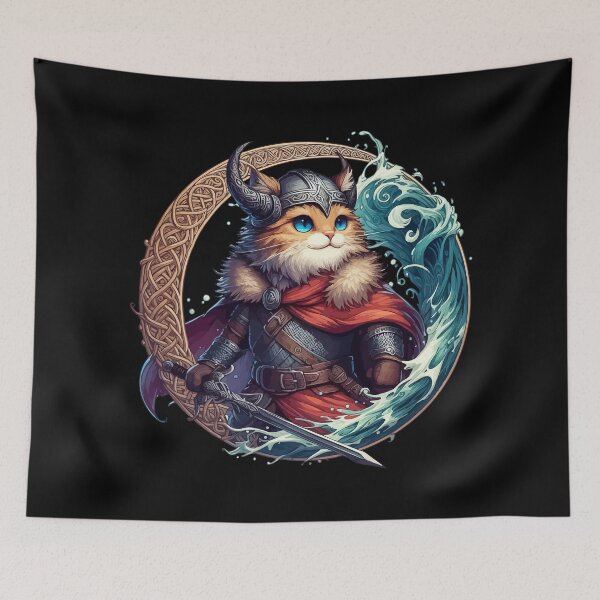 Item preview, Cute Viking Cat Norse Mythology Celtic Knot designed and sold by TomFrontierArt.