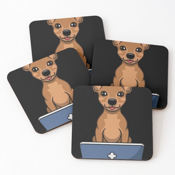 Item preview, Minature Pinscher with laptop  designed and sold by Blemenowo.