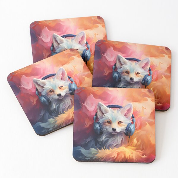 Item preview, Artic fox wearing headphones. designed and sold by acbdesign.