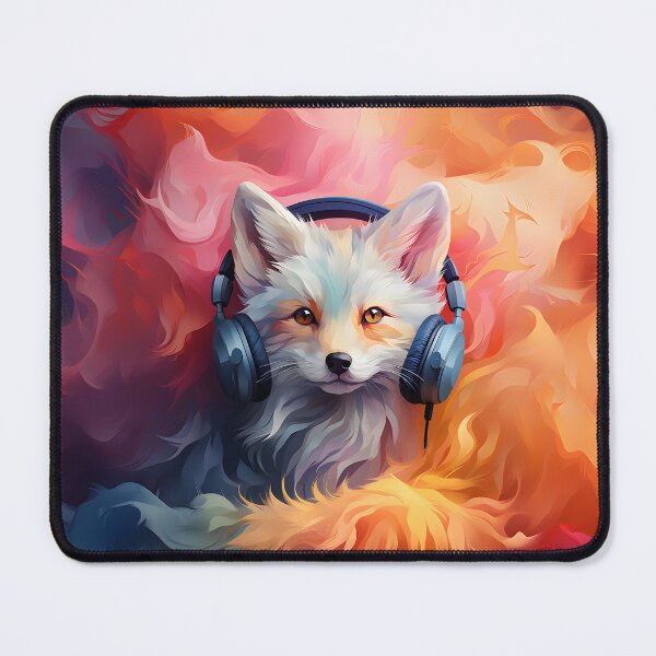Item preview, Artic fox wearing headphones. designed and sold by acbdesign.