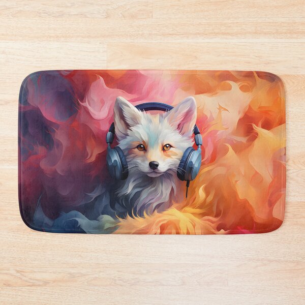 Item preview, Artic fox wearing headphones. designed and sold by acbdesign.