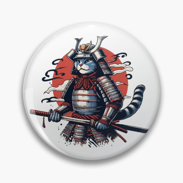 Item preview, Cute Retro Cat Samurai Portrait Ninja Japan Art designed and sold by TomFrontierArt.