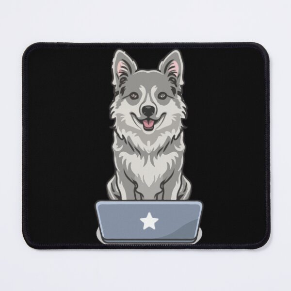 Item preview, Alaskan Klee Kai with laptop designed and sold by Blemenowo.