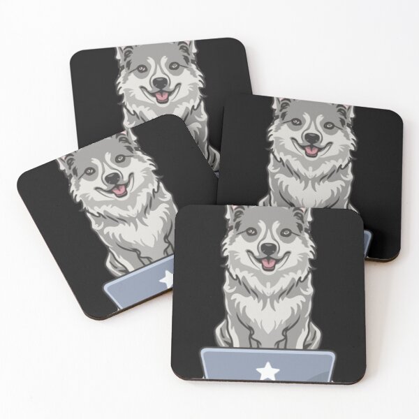 Item preview, Alaskan Klee Kai with laptop designed and sold by Blemenowo.