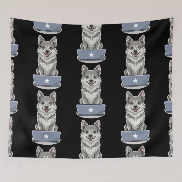 Item preview, Alaskan Klee Kai with laptop designed and sold by Blemenowo.