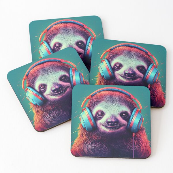 Item preview, Sloth wearing headphones. designed and sold by acbdesign.
