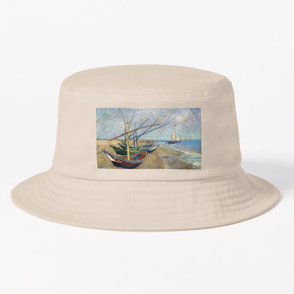 Vista previa del artículo con la obra «Barcos de pesca de Vincent van Gogh en la playa de Saintes-Maries», diseñado y vendido por Vintage Visions Art.