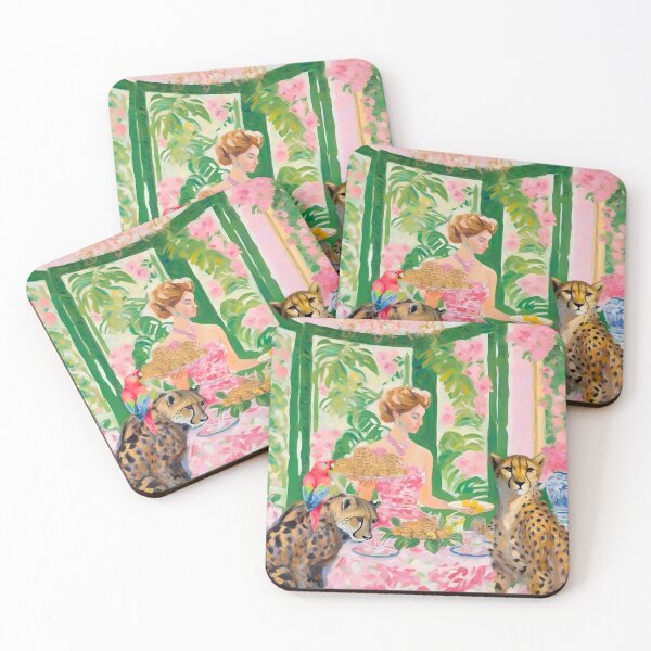 Item preview, Cheetah breakfast in pink and green designed and sold by SophieClimaArt.