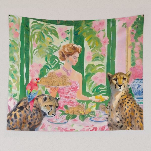 Item preview, Cheetah breakfast in pink and green designed and sold by SophieClimaArt.