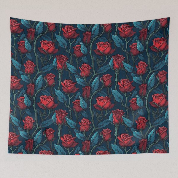 Item preview, Rosas florales de medianoche designed and sold by Tabble-Dabble.