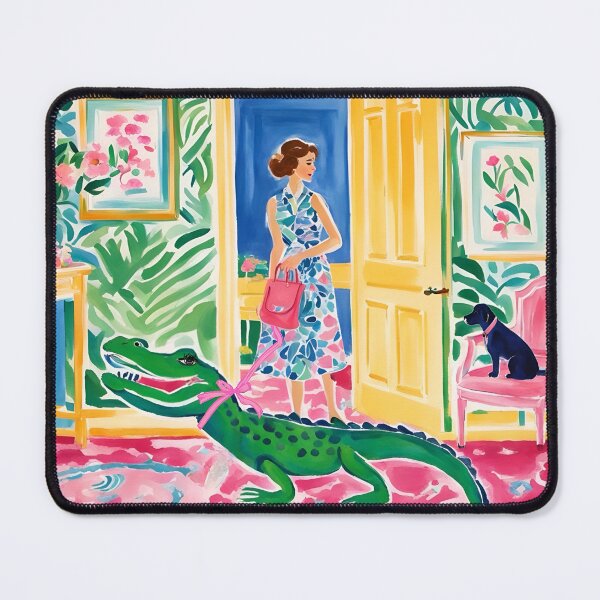 Item preview, Taking gator for a walk, whimsical preppy art designed and sold by SophieClimaArt.