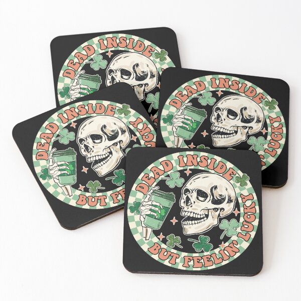 Item preview, Dead Inside But Feelin' Lucky Funny Skeleton Groovy St Patricks Day designed and sold by Artisticlions-A.