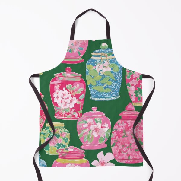 Item preview, Chinoiserie jars on green designed and sold by SophieClimaArt.