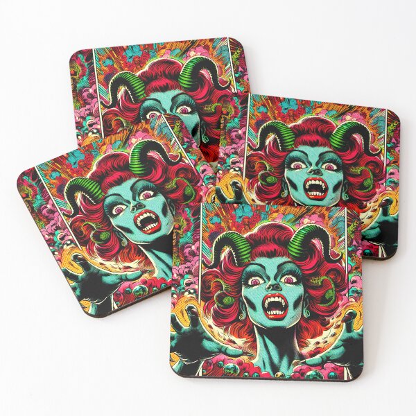 Item preview, Trippy Psychedelic Horned Green Demoness designed and sold by AIPixelMaster.