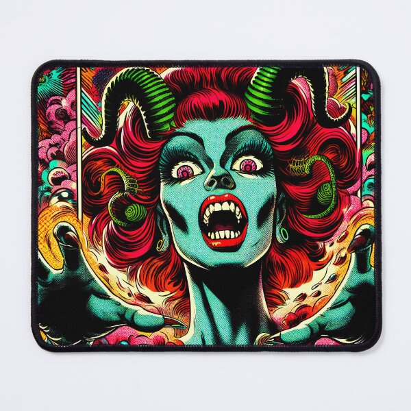 Item preview, Trippy Psychedelic Horned Green Demoness designed and sold by AIPixelMaster.