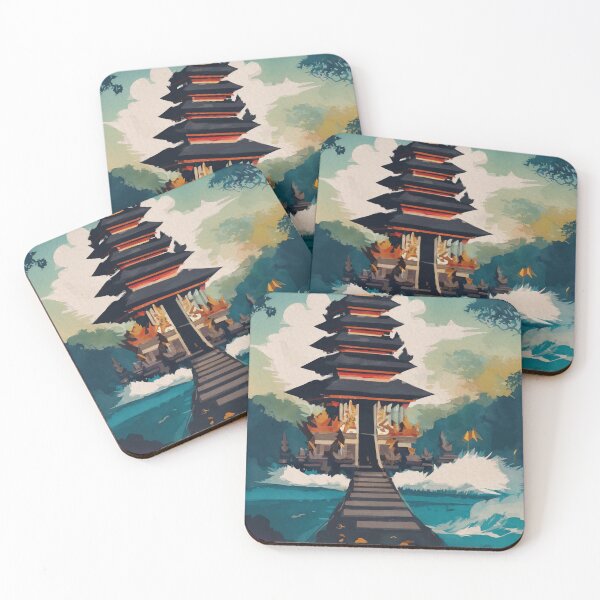 Item preview, Bali Temple Tropical Southeast Asia Travel Painting designed and sold by TheJoeyStudio.