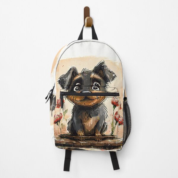 Item preview, A painting of a cute black and brown dog in a garden designed and sold by budhapix.