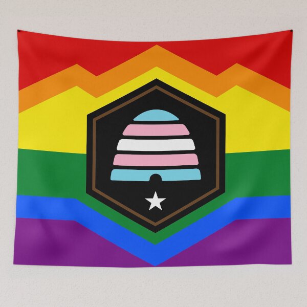 Item preview, Utah Beehive Flag With LGBTQ+ Pride Colors designed and sold by WokeBespoke.