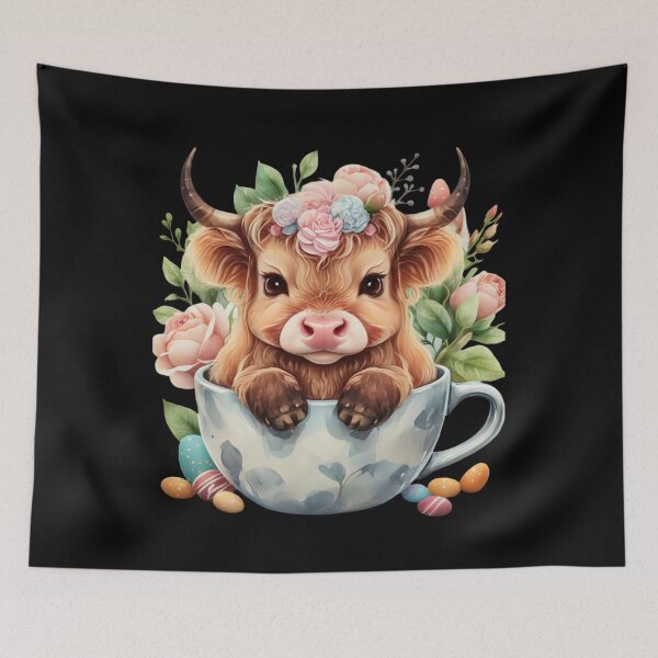 Item preview, Cute Baby Highland Cow With flowers Calf Animal Coffee Cup designed and sold by UnivStore.