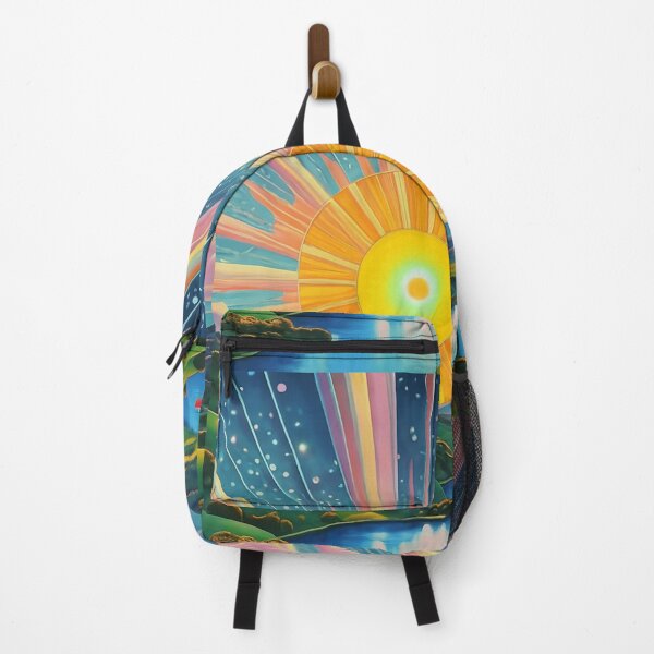 Item preview, Multi Color Sun with Bright Rays and Lake - Vivid Colors - Mod Style 60's 70's Retro designed and sold by Loving Nature Gifts.