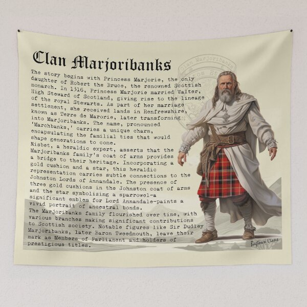 Item preview, Marjoribanks Scottish Clan History  designed and sold by BagTown Clans.