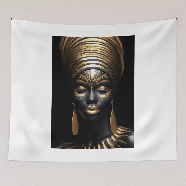 Artikelvorschau, Afro-schwarze Frau, mit Goldschmuck entworfen und verkauft von Rockwpapart.