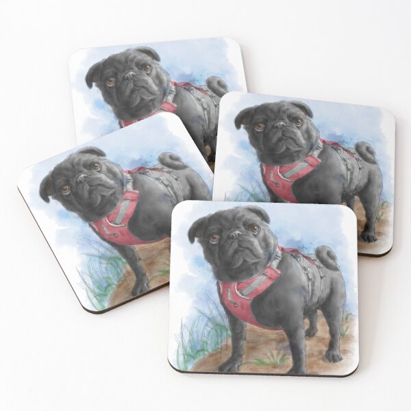 Item preview, Pug dog animal portrait watercolor painting designed and sold by Nalidsa Sukprasert.