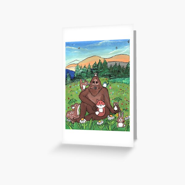 Bigfoot and his forest buddies Greeting Card