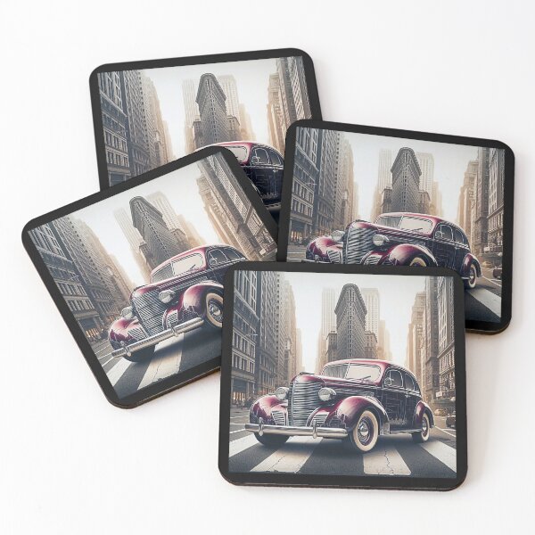 Item preview, Art Deco Red American Car in New York Street designed and sold by Michael van der Hoorn.