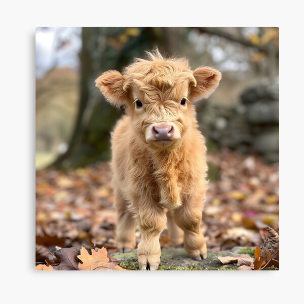 POSTCARD Mini Moo Adorable Baby Highland Cow Cute Calf Fuzzy Cuddly Cow