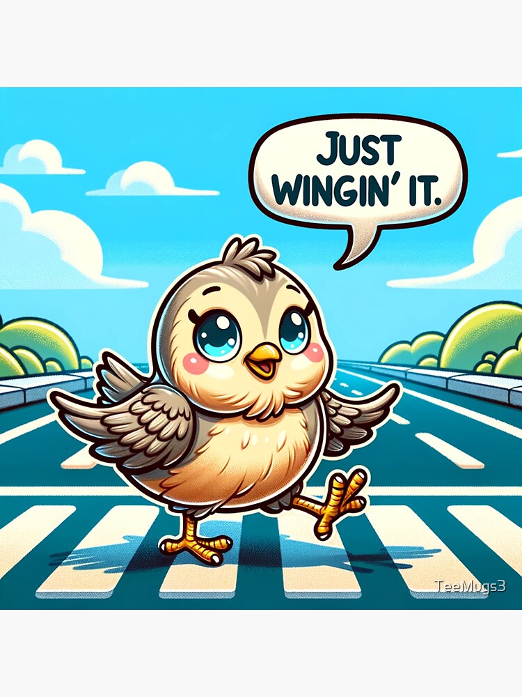 Thumbnail 3 of 3, Sticker, Just Winging It designed and sold by TeeMugs3.