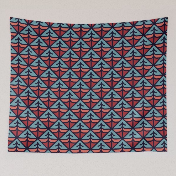 Item preview, Wavy Red & Pink Adventure Pine Tree Pattern  designed and sold by bunnyboiler.