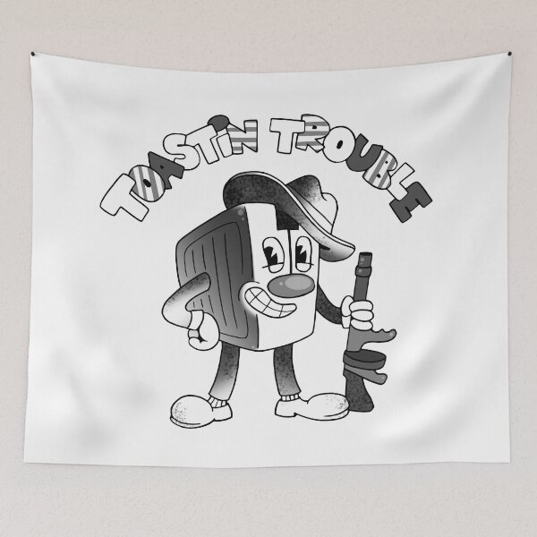 Item preview, Toastin trouble rubberhose design (white) designed and sold by Thevengefulone.