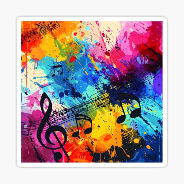 colorful music themed abstract print Sticker