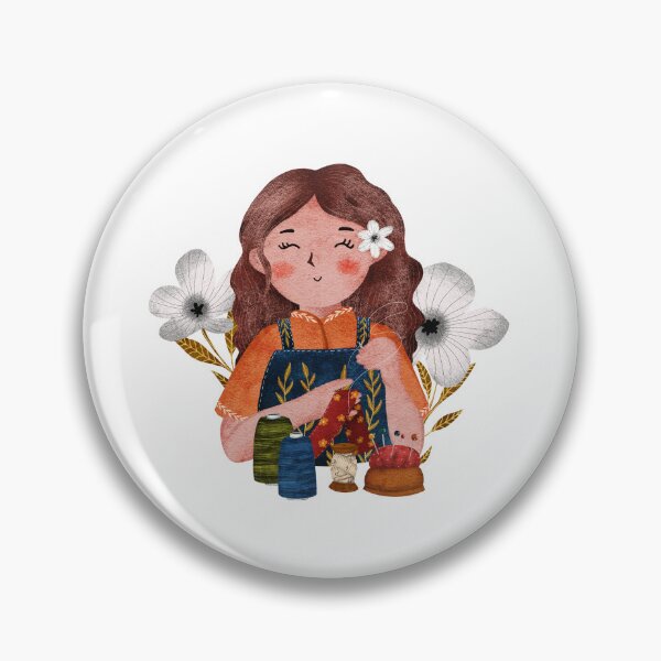 Item preview, Seamstress girl with flowers designed and sold by pinkyfish1010.