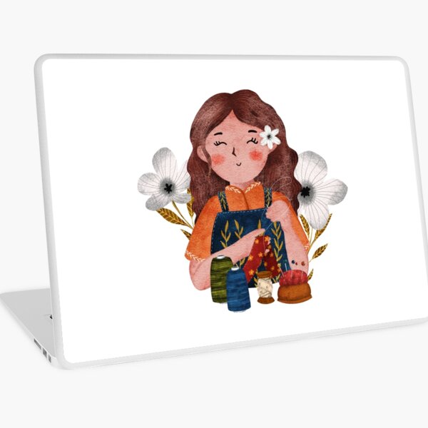Item preview, Seamstress girl with flowers designed and sold by pinkyfish1010.