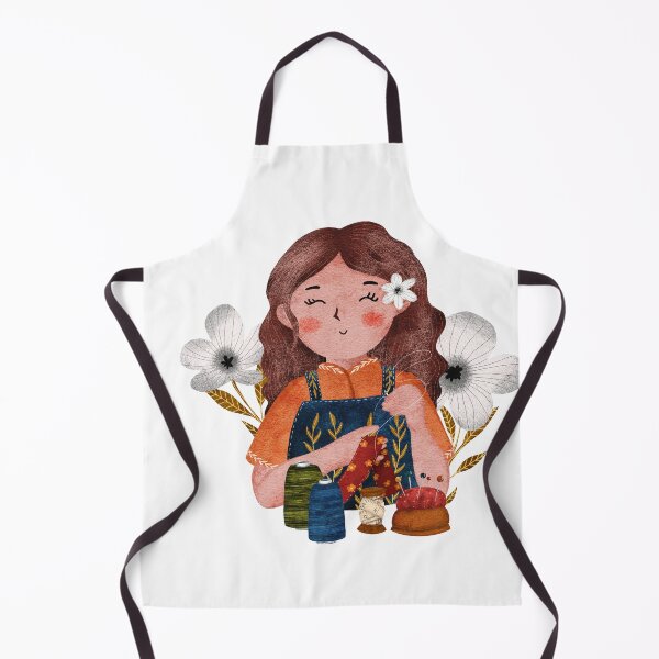 Item preview, Seamstress girl with flowers designed and sold by pinkyfish1010.
