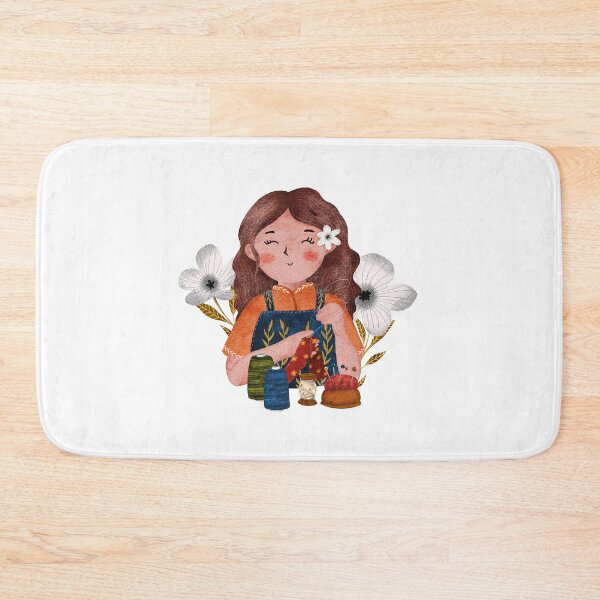 Item preview, Seamstress girl with flowers designed and sold by pinkyfish1010.
