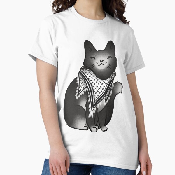 Item preview, Catffiyeh for Palestine (Arabic cat wearing Kufiya) designed and sold by MarhabaClub.
