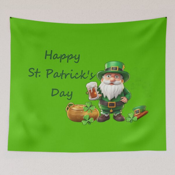 Artikelvorschau, Kobold trinkt Bier mit dem Text „Happy St. Patrick's Day“ entworfen und verkauft von Tomasz  Siennicki.