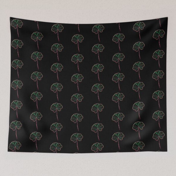 Item preview, Abstract Black Dark Rainbow Neon Real 5 Leaf Clover designed and sold by kattakitty.
