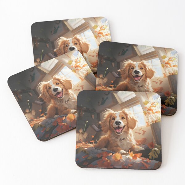 Item preview, Cute Dog Sitting with leafs designed and sold by bufidigital.