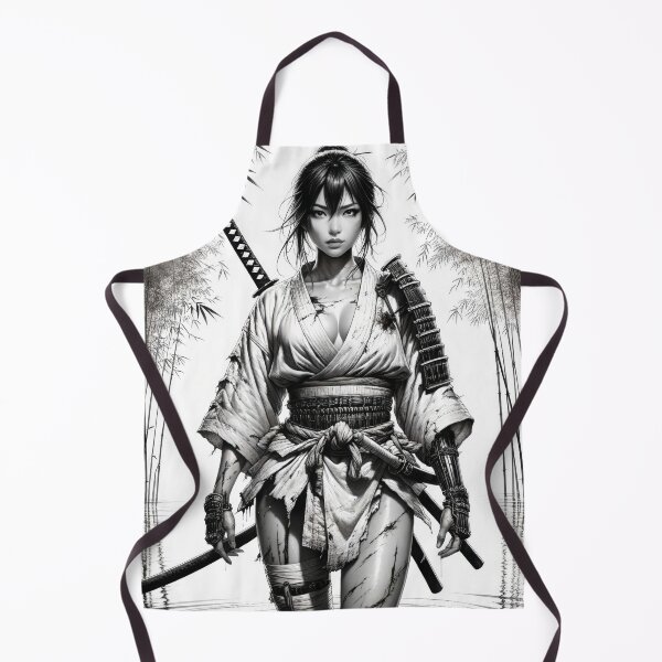 Item preview, Female Samurai Wading in Bamboo Waters | Black and White Wall Art designed and sold by eatmorvelopator.
