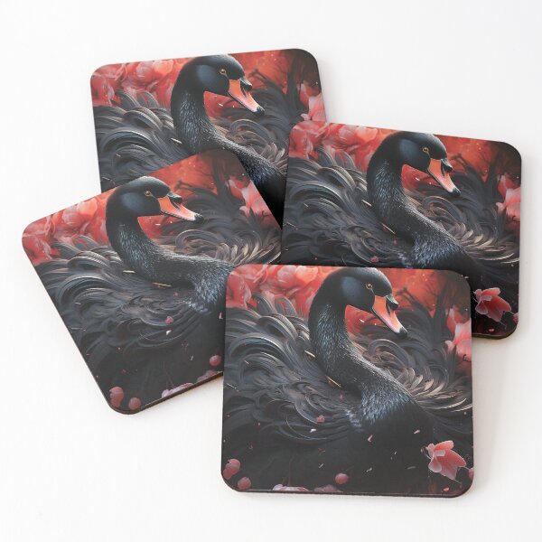 Item preview, Mystical Black Swan amidst Glowing Flowers Artwork designed and sold by Cris888.