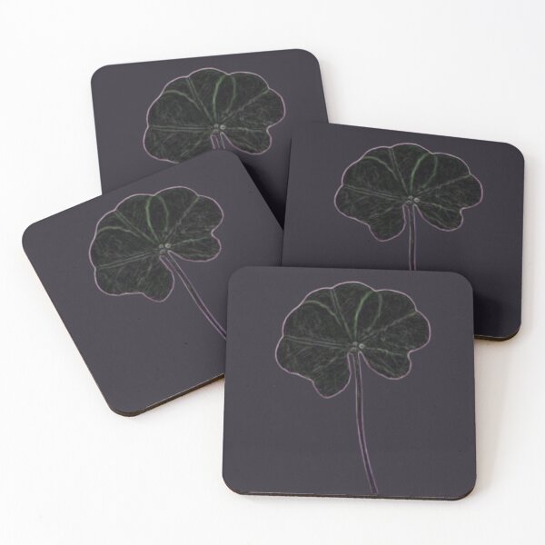 Item preview, Minimalist Real Five Leaf Clover Black Violet Charcoal designed and sold by kattakitty.