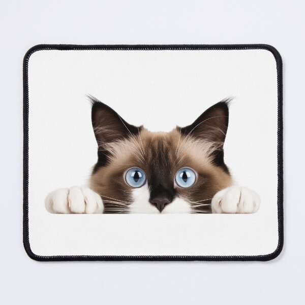 Item preview, Blue-Eyed Peeking Snowshoe Cat - Transparent & Playful Feline Illustration designed and sold by ColorsOfCulture.