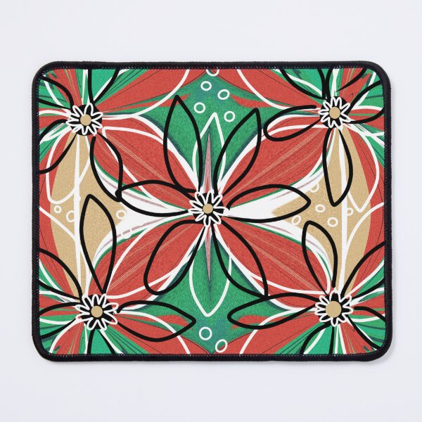 Item preview, Big Red Flowers On Green And Beige designed and sold by Flowersonstuff.