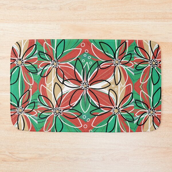 Item preview, Big Red Flowers On Green And Beige designed and sold by Flowersonstuff.