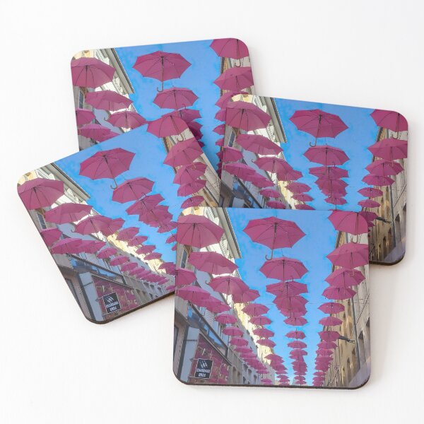 Item preview, street of pink umbrellas in Paris designed and sold by elegantpaterns.