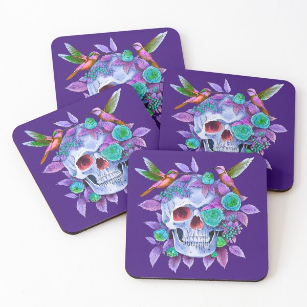 Item preview, skull with birds colorful designed and sold by AngeMNunez.